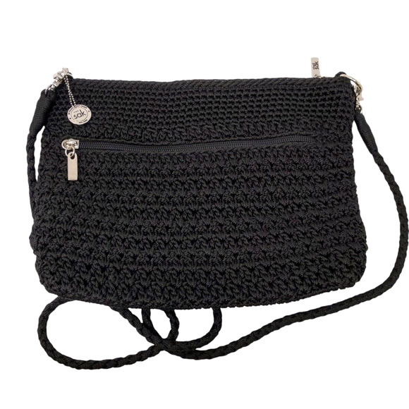 The Sak Handbags - The SAK Crossbody Bag Black Crochet Knit Purse Woven Handbag Boho Lightweight